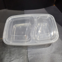 Boîte à lunch en plastique PP de qualité alimentaire à 2 compartiments, compatible micro-ondes, contenants jetables à emporter, couvercles, plateau pour gâteaux, collations, nourriture pour animaux de compagnie