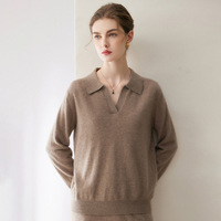 Suéter de Cachemira 100% de Lujo para Mujer, Diseño Personalizado de Fábrica ODM, Cuello Solapa, Tejido de Punto, Jersey para Otoño e Invierno, Capa Interior Cálida