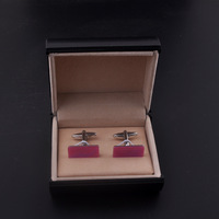 Boîte économique pour ensemble de boutons de manchette et pince à cravate R.GEM. Cuir PU noir velours, vente chaude en Europe et en Amérique