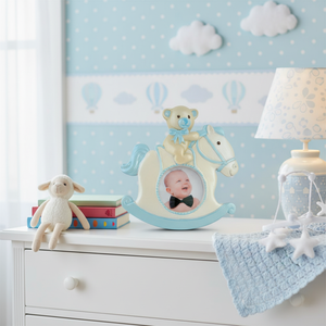 Cornice Portafoto in Resina Azzurra - Design "Cavallo Piccolo" - Product Image 3