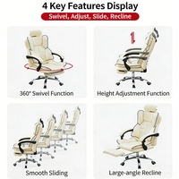 Silla de Oficina Minimalista para Juegos, de PU, Reclinable 130°, Giratoria 360°, con Reposacabezas y Soporte Lumbar Ajustables, para Gamers de PC, Escuela/Oficina