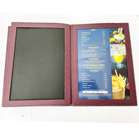 VD VD-3605 Livre de menu en cuir de luxe avec logo personnalisé pour restaurants haut de gamme - Options vert/orange/gris