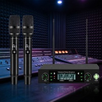 Système de microphone sans fil UHF double micro portable avec écran LCD, multicanal, longue portée, en métal, OEM, pour karaoké et scène, vente en gros usine