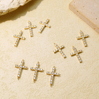 Pendentif connecteur latéral en or jaune 9K AU375 avec moissanite, petit charme croix pour la fabrication de bracelets et colliers