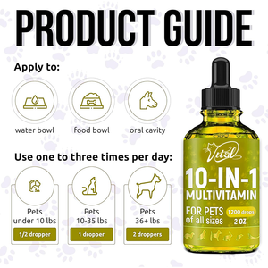 Gocce multivitaminiche liquide per cani quotidiano glucosamina acido folico vitamina B C <span class=keywords><strong>D3</strong></span> supporto Immune Allergies-1g per la salute dell'intestino cutaneo - Product Image 5