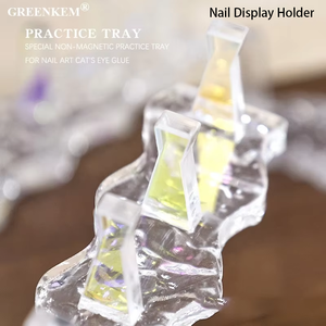Plateau de pratique à pointe d'ongle non magnétique spécial en acrylique Aurora pour support d'affichage d'ongle transparent en forme de vague de colle d'oeil de chat - Product Image 4