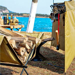 Outdoor camping firewood storage bag, firewood <b>rack</b> stand, waxed canvas wear-resistant binding <b>logging</b> bag, custom-made. - Product Image 2