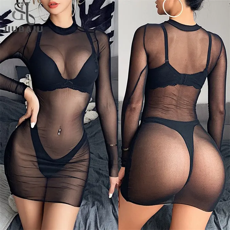 Sexy Women Beach Dress Mesh Bathing Suit Cover Up Sheer Bikini Dress Swimwear Clubwear