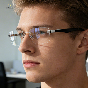 Montura <span class=keywords><strong>de</strong></span> Gafas Redondas Sin Montura, Ligeras, <span class=keywords><strong>Lentes</strong></span> Transparentes, <span class=keywords><strong>Almohadillas</strong></span> Nasales <span class=keywords><strong>de</strong></span> Silicona Ajustables, Patillas Metálicas Flexibles, <span class=keywords><strong>para</strong></span> Hombre y Mujer - Product Image 1