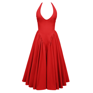 Abito Midi Rosso in Twill con Collo Halter per Donne, Elegante Vestito da Cocktail, Abito Elegante da Festa, Vendita all'Ingrosso - Product Image 6