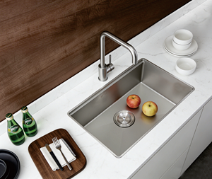Fregadero de Cocina Estrecho Volcanic Nano Silver 760x440mm Acabado Espejo Cuenco Único Acero Inoxidable SUS304 802 Grifo Incluido - Product Image 2