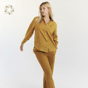 Camicie sostenibili per le donne camicie di <span class=keywords><strong>lino</strong></span> biologico logo personalizzato Eco Friendly camicette da <span class=keywords><strong>donna</strong></span> camicie vestiti da <span class=keywords><strong>donna</strong></span> - Product Image 2