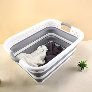 Wholesale Rectangular Plastic Folding Laundry <b>Baskets</b> with Handles <b>Foldable</b> for Bathroom Use - Product Image 4