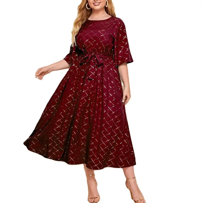 Summer women print dresses women o neck formal casual gowns for evening dresses