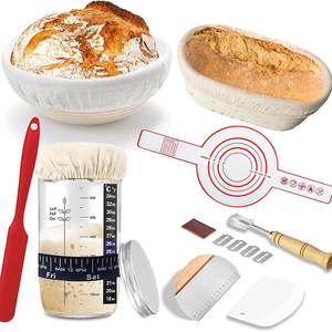 8-piece Bread Rising Basket Set Round Rising Basket <strong>Egg</strong> Beater Dough Scraper Bread Baking Set - Product Image 1