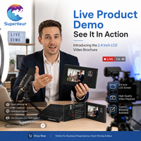 Brochure vidéo promotionnelle mince et rechargeable avec écran LCD 2,4 pouces 320x240, interrupteur magnétique et lecture automatique pour branding d'entreprise
