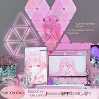 Kit d'éclairage ambiant Huiding AQ170, intelligent, universel, LED RGB, contrôle vocal et par application, matériau PVC, design nid d'abeille personnalisé, dimmable