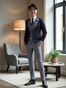 Costume trois pièces grande taille pour hommes, idéal pour les garçons d'honneur en commerce international, ou pour un hôte de <span class=keywords><strong>mariage</strong></span> <span class=keywords><strong>décontracté</strong></span> au <span class=keywords><strong>look</strong></span> haut de gamme. - Product Image 2