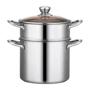 Professional Manufacture Cheap 2 Tier Soup Stock Steam Pot Boiler stainless steel kitchenware Steamer Pot Set