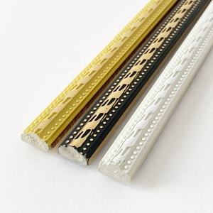 Trang Trí Nội Thất Trần Và Tường <span class=keywords><strong>Baroque</strong></span> Pop Thiết Kế 14 Mm Rộng Vàng Đen Trắng Nhựa PS Vương Miện Đúc Cornice - Product Image 1