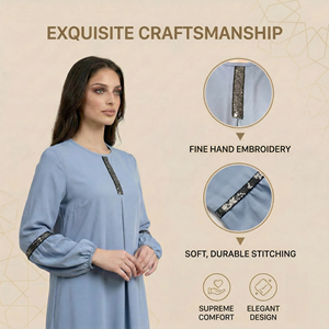 Robe Abaya bleu clair à sequins pour femme – Élégante et modeste – Fournisseur - Product Image 3