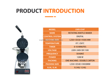 Gaufrier Rotatif Commercial Numérique Personnalisé en Acier Inoxydable pour Snack Bar avec 220V/110V