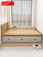 Lit Tatami Minimaliste Moderne Sans Tête de Lit, Style Plateforme, Cadre de Lit Simple avec Boîte de Rangement Haute, 12/135/18 Mètres, Personnalisable