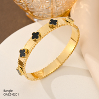 Vente en gros d'usine, bracelet en acier inoxydable à quatre feuilles, plaqué or, diamant, étanche, fleur dorée, bijoux de luxe pour femmes