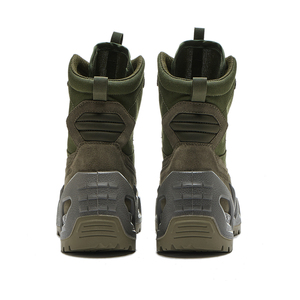 Bottes de randonnée montantes vert olive haut de gamme pour hommes, respirantes, en maille et daim, avec structure de protection et semelle antidérapante à rainures profondes - Product Image 4