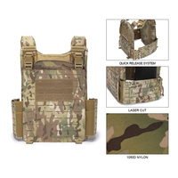 Gilet Tactique GAF en Nylon 1000D Camouflage, Découpe Laser Molle, Robuste et Réglable, Porte-Plaque