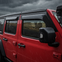 Deflectores de Ventana para Jeep Wrangler JK JL 2018-2024, Protección Contra Lluvia y Sol, Color Negro Ahumado, Acrílico Resistente, Accesorios Exteriores para 4 Puertas