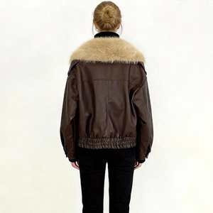 Jancoco - Chaqueta Corta <span class=keywords><strong>de</strong></span> Piel Sintética para Mujer, Color Marrón Oscuro, Estilo Casual para Otoño e Invierno - Product Image 4
