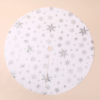 Jupe de Sapin de Noël Imprimée Flocons de Neige Argent et Or avec Utilisation Extérieure en Peluche Décorations de Noël Décoratives Spot Blanc Bronzage
