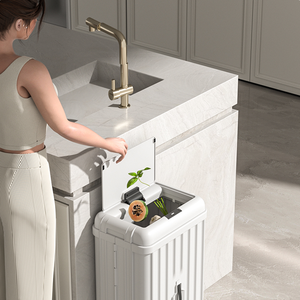 Cubo <span class=keywords><strong>de</strong></span> <span class=keywords><strong>Basura</strong></span> Moderno <span class=keywords><strong>de</strong></span> Plástico Plegable Inteligente <span class=keywords><strong>de</strong></span> 50L con Apertura por Inducción Electrónica para Cocina, Hogar y Oficina, con Batería - Product Image 1