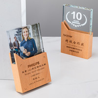 Trophée en verre vierge en gros d'usine, plaque de trophée personnalisée en cristal et bois pour récompense de champion d'entreprise, reconnaissance d'employé, souvenir