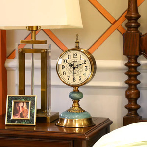 American Style Retro <b>Table</b> <b>Clock</b> Circular Gold Base Home Decoration Desk <b>Clock</b> - Product Image 1