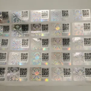 China custom holographic foil sticker, 3d security QR Code Hologram stickers,qr code with serial number private/adhesive label