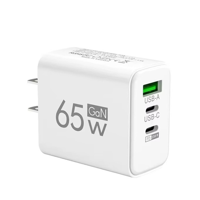 65W USB C PD Wall Charger 1 USB a 2 USB C Ports Fast Charging Station for Laptop Phone Tablet Home Office Desk Multiple Devices