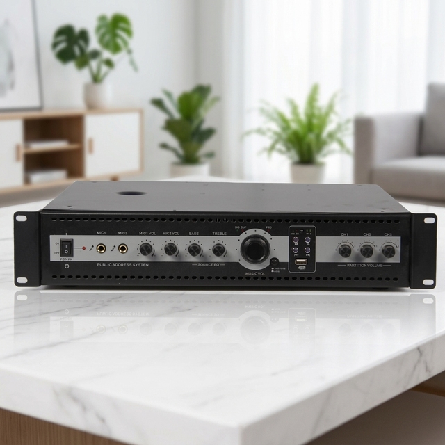 550W Public Address Power Amplifier Rack Mount PA Amp for Schools Shops Offices and Background Music