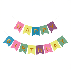 Guirnalda Infantil de Cumpleaños en Colores Pastel con Letras Doradas, 14 Piezas, 4 Metros, Reutilizable, Decoración para Fiestas - Product Image 2