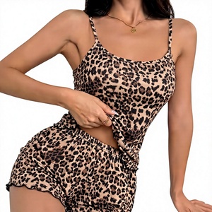 Women Floral Print Jersey Lounge Set Sleeveless Cami Shorts 2-Piece Summer Sleepwear Breathable Elegant Elastic Waist Soft - Product Image 4