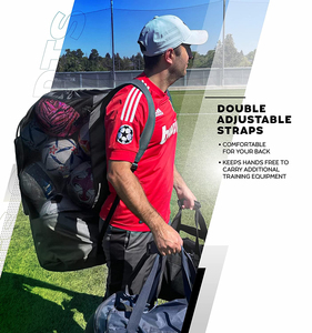 Sac de sport robuste à grande maille avec cordon de serrage, poche latérale et bretelles pour ballons de football, basketball, volleyball et autres équipes - Product Image 5