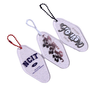 Custom Logo No MOQ Acrylic Key Tags Vintage Hotel Room Promotions Keychain with Stainless Steel Material Blank Motel Keychain