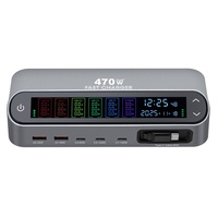Station de charge rapide GaN 470W, chargeur de bureau 6 ports, concentrateur d'alimentation multi-ports avec affichage numérique pour Apple pour MacBook