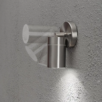 Applique murale d'intérieur à tête unique en acier inoxydable, diffuseur en verre trempé, éclairage étanche GU10 LED réglable, indice IP40