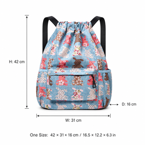 Sac à dos imprimé avec cordon de serrage 42x31x16cm, poche avant zippée, poche latérale en maille, sangle réglable, pour femmes et filles, idéal pour l'école, les voyages et le quotidien - Product Image 2