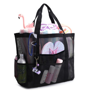 Borsa da Spiaggia Grande <span class=keywords><strong>in</strong></span> Rete per Donne con Tasche, Borsa Tote Oversize Resistente alla Sabbia, Zaino da Spiaggia per Vacanze e Piscina - Product Image 4