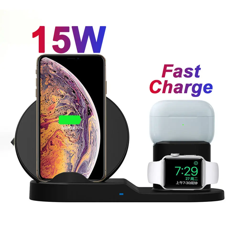3 in 1 Wireless Charger For Apple Watch For iPhone Wireless Charger For Samsung Phone Wireless Charger For Airpods Charging Dock