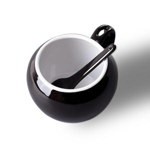 Taza de cerámica personalizable con cuchara, esmalte amarillo, tazas creativas para parejas, para regalos, regalos empresariales - Product Image 1