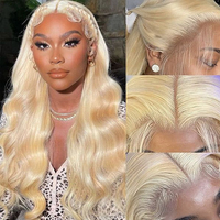 613 13x6 hd dentelle frontale perruque cheveux humains bruts vague de corps Transparent hd cheveux humains dentelle avant perruque pré plumée blonde perruque racine foncée